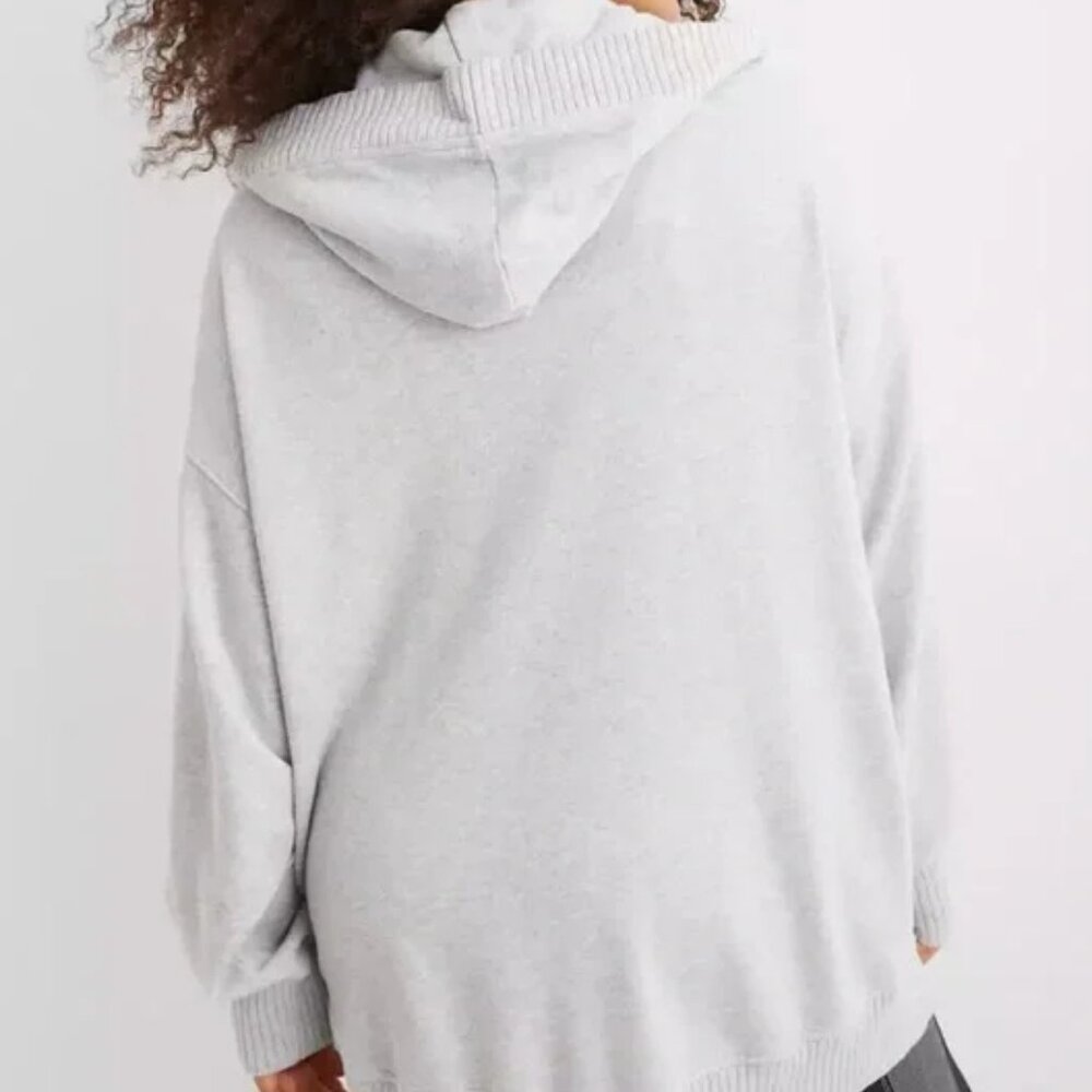 Aerie Down-To-Earth Henley Hoodie Heather Grey S - Picture 2 of 3